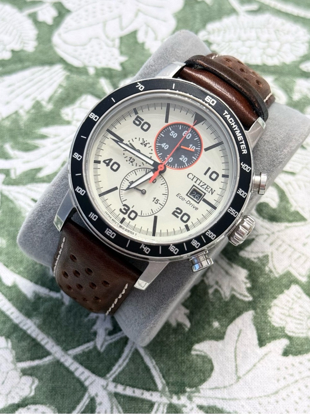 Citizen Eco-Drive Chronograph Racing Style Cream Dial